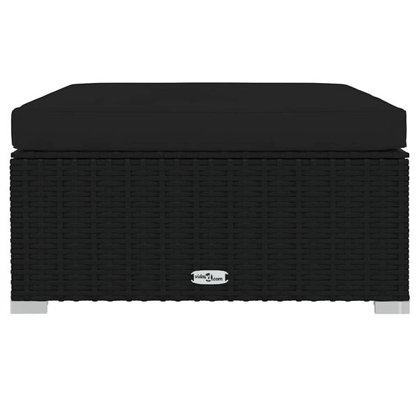 vidaXL Sodo pakoja su pagalvėle, juoda, 70x70x30cm, poliratanas