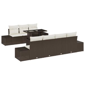 vidaXL Sodo Sofų Rinkinys su pagalve 8 pcs Ruda ir grietinėlė