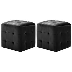 vidaXL Pufai, 2 vnt., juodos spalvos, 30x30x30cm, aksomas (249018)