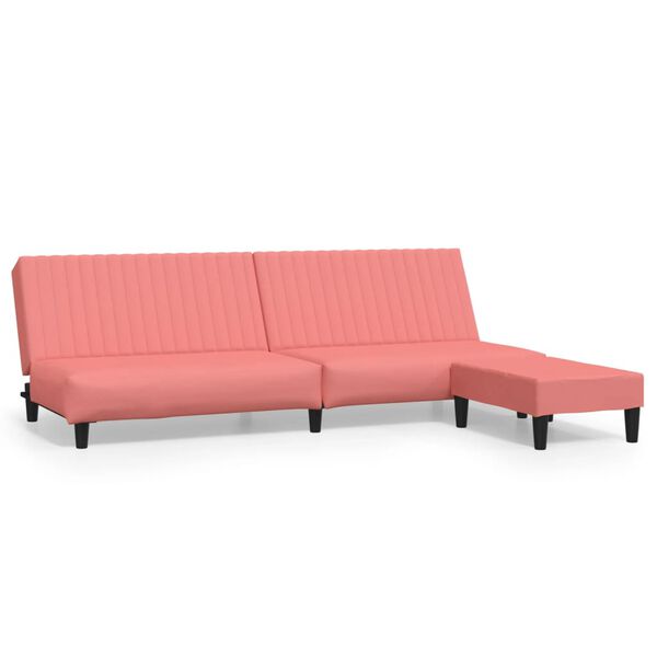 vidaXL Dvivietė sofa-lova su pakoja, rožinės spalvos, aksomas