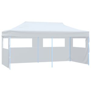 vidaXL I&scaron;skleidžiama palapinė su sienomis, balta, 3x6m, plienas