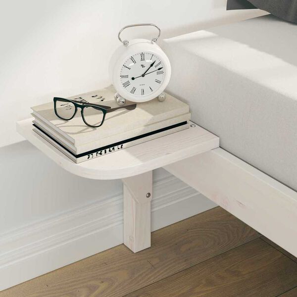 vidaXL Lovos rėmas su &scaron;oninėmis stalelėmis Balta 200 x 210 cm