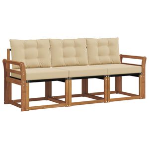 vidaXL Lauko sofos komplektas su pagalve 3 pcs Natūralus ir bežinis