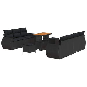 vidaXL Sodo Sofų Rinkinys 10 vnt. 7 vietos Juoda poliratanas
