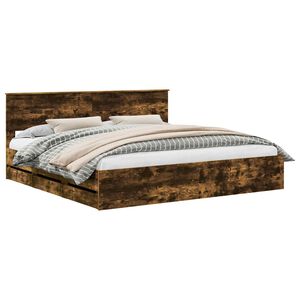 vidaXL Lovos rėmas Rūkyta ąžuolas 200 x 200 cm Inžinerinė mediena