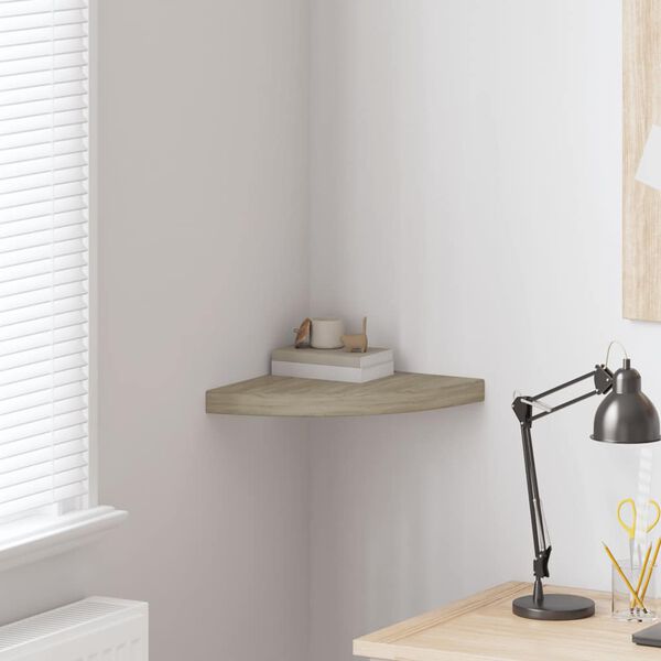 vidaXL Pakabinama kampinė lentyna, ąžuolo spalvos, 35x35x3,8cm, MDF