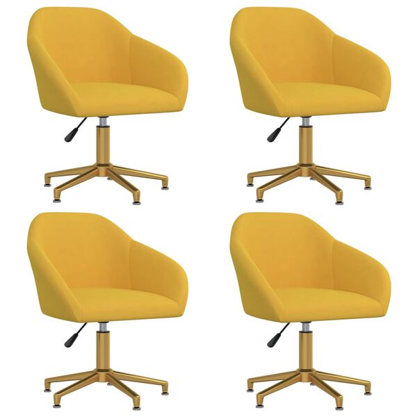 vidaXL Pasukamos valgomojo kėdės, 4vnt., geltonos spalvos, aksomas