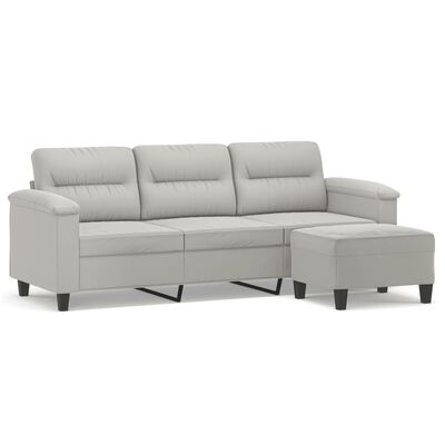 vidaXL Trivietė sofa su pakoja, šviesiai pilka, 180cm, audinys