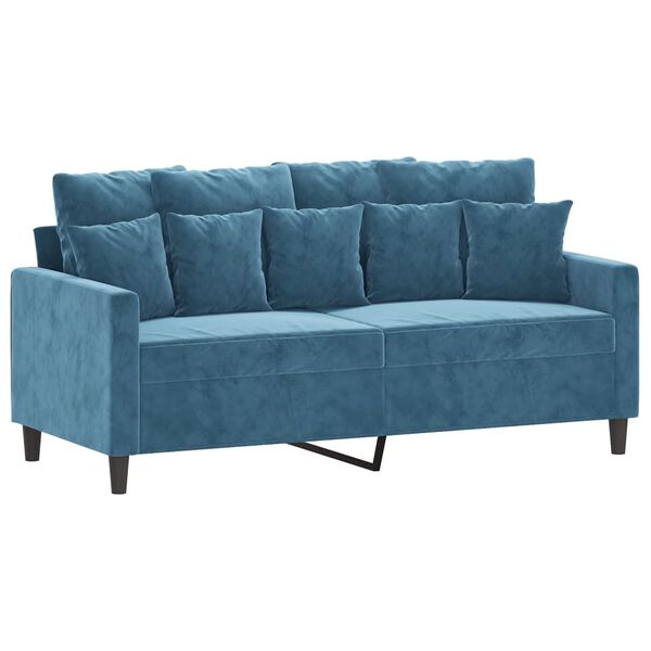 vidaXL Dvivietė sofa, mėlynos spalvos, 140cm, aksomas
