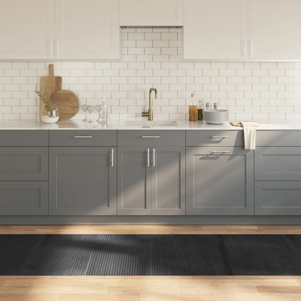 vidaXL Kilimas, pilkos spalvos, 80x500cm, bambukas, stačiakampis