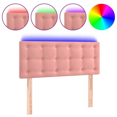vidaXL Galvūgalis su LED, rožinės spalvos, 100x5x78/88 cm, aksomas