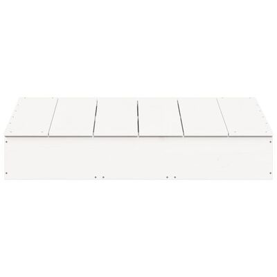 vidaXL Smėlio dėžė su dangčiu, balta, 111x111x19,5cm, pušies masyvas