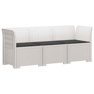 vidaXL 3-vietė sodo sofa su pagalvėlėmis, Rattan i&scaron;vaizda PP Balta