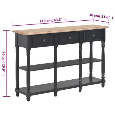 vidaXL Konsolinis staliukas, juodas, 110x30x76cm, apdirbta mediena