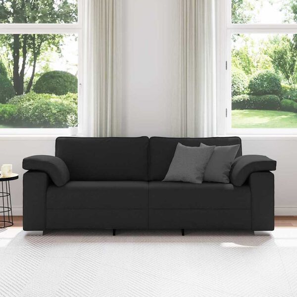 vidaXL Sofa Juoda 219 x 77 x 82 cm audinys