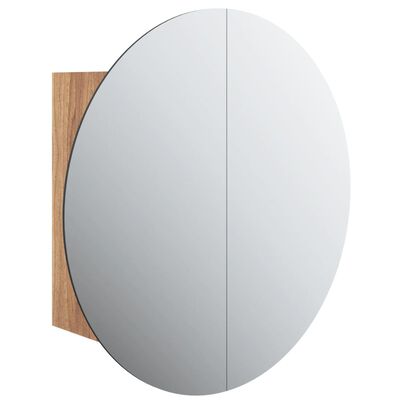vidaXL Vonios spintelė su veidrodžiu ir LED, ąžuolo, 47x47x17,5cm