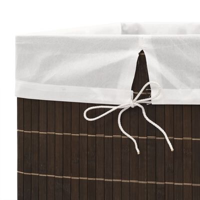 vidaXL Skalbinių krepšys, tamsiai ruda spalva, bambukas, kvadratinis
