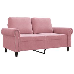 vidaXL Dvivietė sofa, rožinės spalvos, 120cm, aksomas