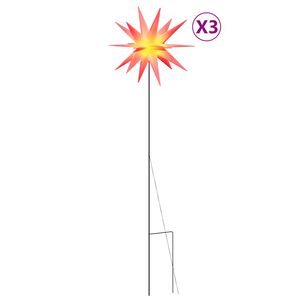 vidaXL Kalėdiniai &scaron;viestuvai su smaigais/LED, 3vnt., raudoni, 35cm