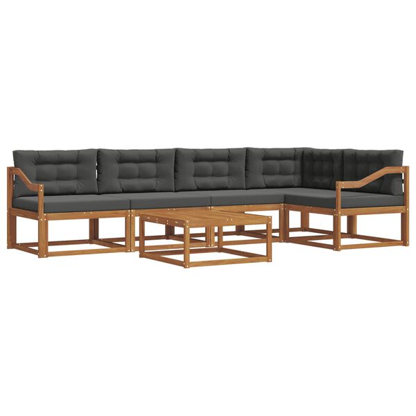 vidaXL Lauko sofos komplektas su pagalve 6 pcs Natūralus ir antracitas