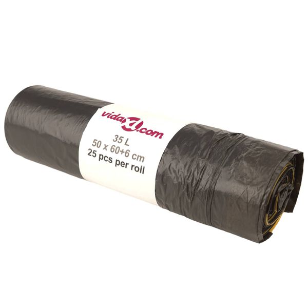 vidaXL Šiukšlių maišai su užtraukiamomis virvutėmis, 250vnt., juodi