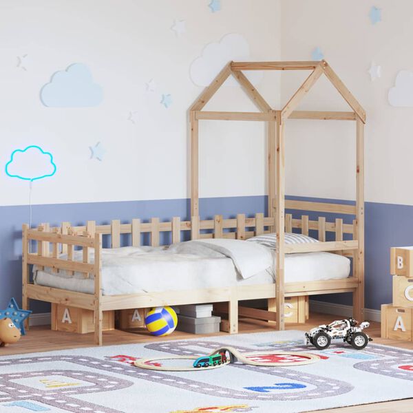 vidaXL Lova su stogeliu, 80x200cm, pu&scaron;ies medienos masyvas