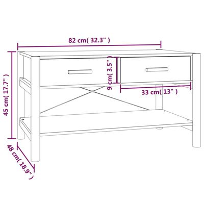 vidaXL Kavos staliukas, baltos spalvos, 82x48x45cm, apdirbta mediena