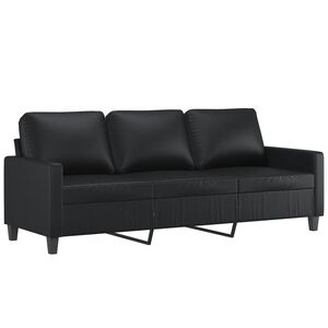 vidaXL Trivietė sofa, juodos spalvos, 180cm, dirbtinė oda