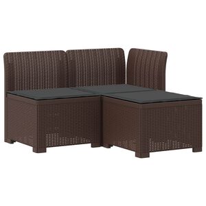 vidaXL 3-vietė sodo sofa su pagalvėlėmis, Rattan i&scaron;vaizda PP Ruda