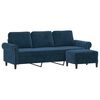 vidaXL Trivietė sofa su pakoja, mėlynos spalvos, 180cm, aksomas