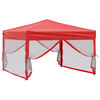 vidaXL Proginė palapinė su šoninėmis sienomis, raudona, 3x3m