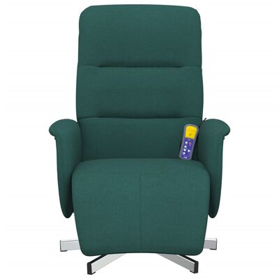 vidaXL Atlošiama masažinė kėdė su pakoja, tamsiai žalia, audinys