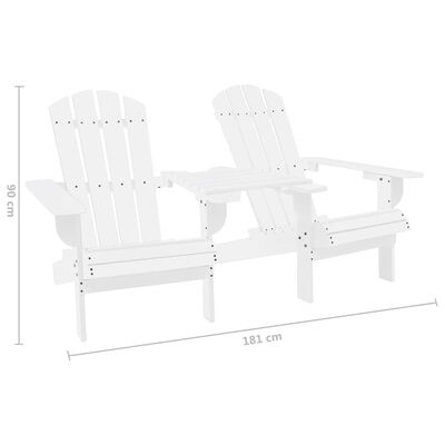 vidaXL Sodo Adirondack kėdės su staliuku, baltos, eglės masyvas