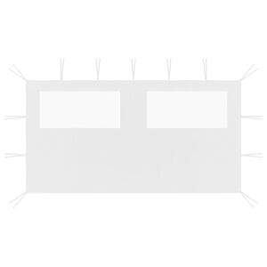 vidaXL &Scaron;oninė pavėsinės siena su langais, baltos spalvos, 4x2m