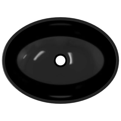 vidaXL Praustuvas, juodos spalvos, 50x37x14cm, stiklas
