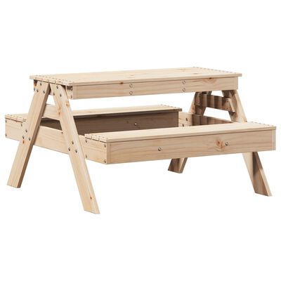 vidaXL Iškylų stalas vaikams, 88x97x52cm, pušies medienos masyvas