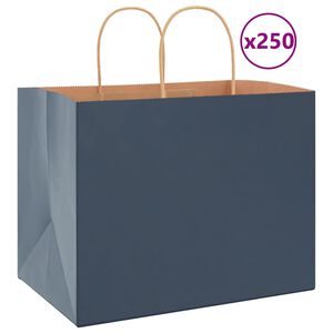 vidaXL Popieriniai mai&scaron;eliai 250vnt. su rankenomis, mėlynas 32x22x24cm