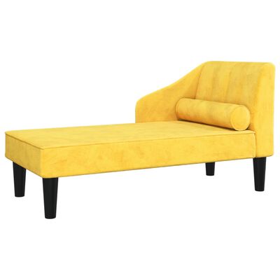 vidaXL Poilsio sofa su ilga pagalve, geltonos spalvos, aksomas