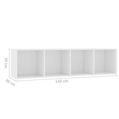 vidaXL Spintelė knygoms/televizoriui, balta, 143x30x36cm