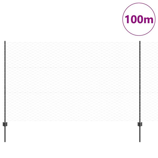 vidaXL Tvora su stulpais Pilka 1,4 x 100 m Plienas ir PVC