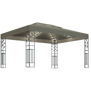 vidaXL Pavėsinė su dvigubu stogu ir lemputėmis LED, taupe, 3x4m