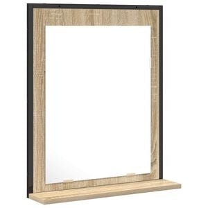 vidaXL Vonios veidrodis su lentyna su saugykla Juoda 50 x 12 x 60 cm
