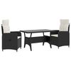vidaXL Lauko valgomojo komplektas 3 pcs Juoda ir kreminė balta