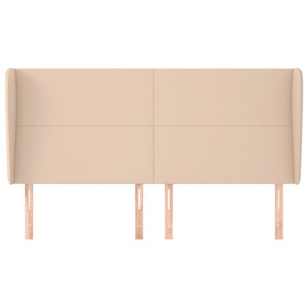 vidaXL Galvūgalis su auselėmis, kapučino, 183x23x118/128cm,netikra oda