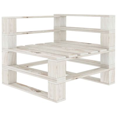 vidaXL Sodo baldų komplektas iš palečių, 4 dalių, baltas, mediena