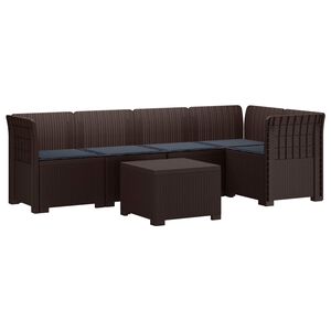 vidaXL 5-vietė sodo sofa su pagalvėlėmis Rataninio i&scaron;vaizdos PP Ruda