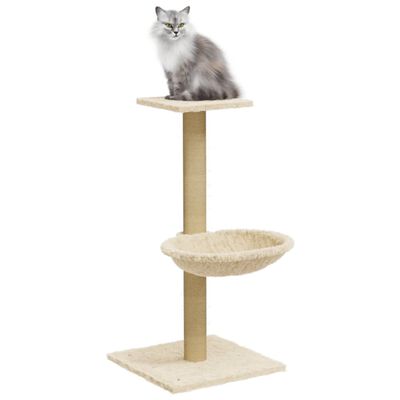vidaXL Draskyklė katėms su stovu iš sizalio, kreminės spalvos, 74cm