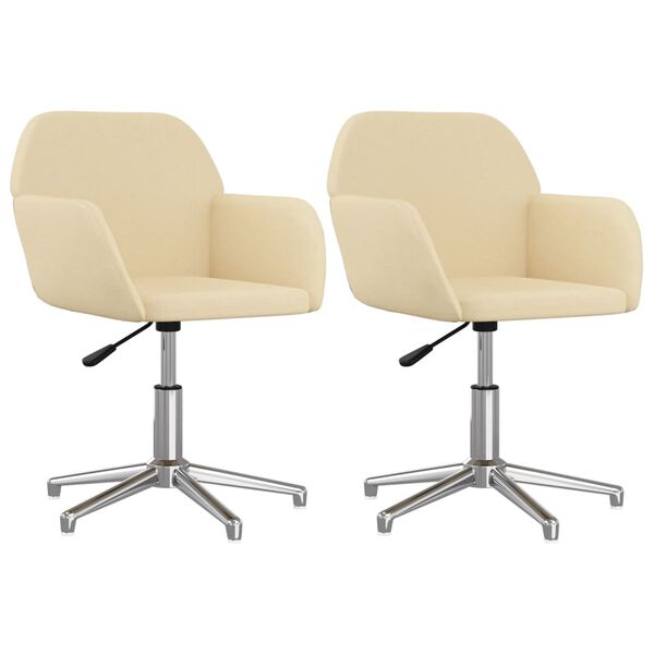 vidaXL Pasukamos valgomojo kėdės, 2vnt., kreminės spalvos, audinys