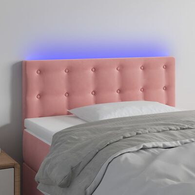 vidaXL Galvūgalis su LED, rožinės spalvos, 90x5x78/88cm, aksomas