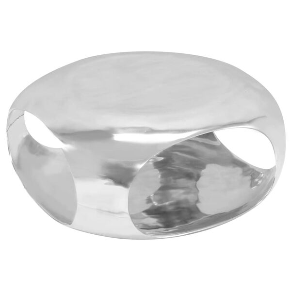 vidaXL Kavos staliukas, sidabrinės sp., 70x70x32cm, lietas aliuminis